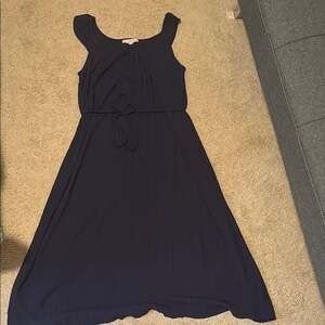 LOFT Blue Sleeveless Scoop Neck Sundress